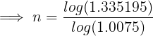 log(1.335195) log(1.0075)