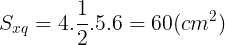 \large S_{xq}=4.\frac{1}{2}.5.6=60(cm^{2})