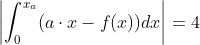 \left |\int_{0}^{x_a}(a\cdot x-f(x))dx \right | = 4