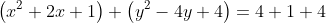 left(x^2+2x+1ight)+left(y^2-4y+4ight)=4+1+4