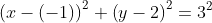 left(x-left(-1ight)ight)^2+left(y-2ight)^2=3^2