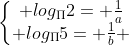 left{egin{matrix} log_{Pi}2= frac{1}{a}\ log_{Pi}5= frac{1}{b} end{matrix}
ight.