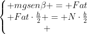 left{egin{matrix} mgseneta = Fat\ Fatcdotfrac{h}{2} = Ncdotfrac{b}{2}\ end{matrix}
ight.