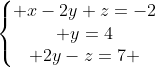 left{egin{matrix} x-2y+z=-2\ y=4\ 2y-z=7 end{matrix}ight.