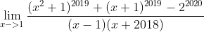 \lim_{x->1}\frac{(x^{2}+1)^{2019}+(x+1)^{2019}-2^{2020}}{(x-1)(x+2018)}