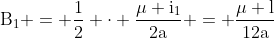 mathrm{B_1 = frac{1}{2} cdot frac{mu i_1}{2a} = frac{mu l}{12a}}