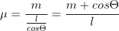 mu=frac{m}{frac{l}{cosTheta}}=frac{m cosTheta}{l}