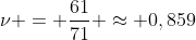 
u = frac{61}{71} approx 0,859