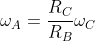 omega_A=frac{R_C}{R_B}omega_C