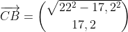 \overrightarrow{CB}=\binom{\sqrt{22^2-17,2^2}}{17,2}