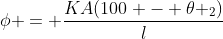 phi = frac{KA(100 - 	heta _{2})}{l}