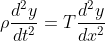 \rho\frac{d^{2}y}{dt^{2}}=T\frac{d^{2}y}{dx^{2}}