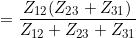 \small =\frac{Z_{12}(Z_{23}+Z_{31})}{Z_{12}+Z_{23}+Z_{31}}