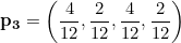 \small \bold{p_3} = \left(\frac{4}{12}, \frac{2}{12}, \frac{4}{12}, \frac{2}{12} \right)
