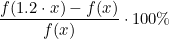 \small \frac{f(1.2\cdot x)-f(x)}{f(x)}\cdot 100 \%