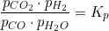\small \frac{p_{CO_2}\cdot p_{H_2}}{p_{CO}\cdot p_{H_2O}} =K_p