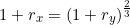 \small 1+r_x=\left (1+r_y \right )^{\frac{2}{3}}