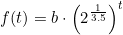 \small f(t)=b\cdot \left (2^{\frac{1}{3.5}} \right )^t