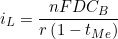 \small i_{L}=\frac{nFDC_{B}}{r\left ( 1-t_{Me} \right )}