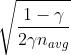 \sqrt{\frac{1-\gamma}{2 \gamma n_{avg}}}