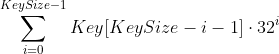 \sum_{i=0}^{KeySize-1}Key[KeySize-i-1]\cdot 32^i