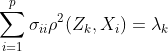 \sum_{i=1}^{p}\sigma _{ii}\rho^2 (Z_k,X_i)=\lambda _k