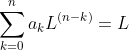 \small \sum_{k=0}^{n}a_kL^{(n-k)}=L