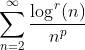 \sum_{n=2}^\infty\frac{\log^r(n)}{n^p}