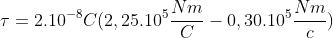 	au=2.10^{-8}C(2,25.10^{5}frac{Nm}{C}-0,30.10^{5}frac{Nm}{c})