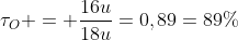 	au_{O} = frac{16u}{18u}=0,89=89\%