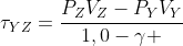 	au_{YZ}=frac{P_{Z}V_{Z}-P_{Y}V_{Y}}{1,0-gamma }
