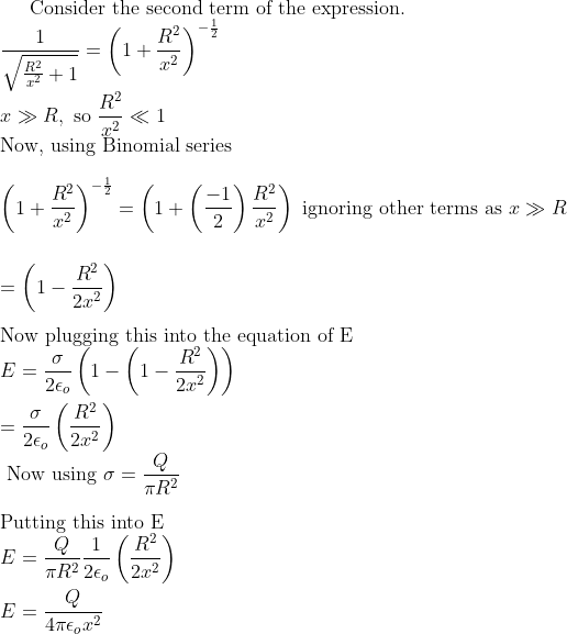 Consider the second term of the expression Now, using Binomial series ignoring other terms as r » R 2 x2 2x2 Now plugging thi