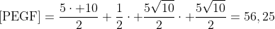 	extrm{[PEGF]}=frac{5cdot 10}{2}+frac{1}{2}cdot frac{5sqrt{10}}{2}cdot frac{5sqrt{10}}{2}=56,25