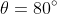 \theta=80^{\circ}
