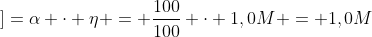 [H^+]=alpha cdot eta = frac{100}{100} cdot 1,0M = 1,0M