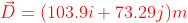 {color{Red} vec{D}=(103.9i+73.29j)m}