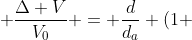 1 + frac{Delta V}{V_{0}} = frac{d}{d_{a}} (1 + frac{Delta m}{m_{0}})(2 - frac{d_{a}}{d})