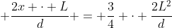 frac{1 cdot (L-x)L}{d} + frac{2x cdot L}{d} = frac{3}{4} cdot frac{2L^{2}}{d}