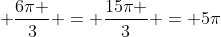 frac{pi }{3}+frac{3pi}{3} +frac{5pi }{3} + frac{6pi }{3} = frac{15pi }{3} = 5pi