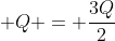 frac{Q}{2} + Q = frac{3Q}{2}