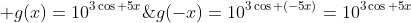  g(x)=10^{3cos 5x};;;g(-x)=10^{3cos (-5x)}=10^{3cos 5x};;	herefore ;g(x);acute{e};par