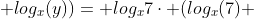 log_x{(5)}cdot (log_x{(5)} + log_x{(y)})= log_x{7}cdot (log_x{(7)} + log_x{(y)})