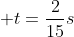  t=frac{2}{15}s