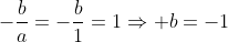 -frac{b}{a}=-frac{b}{1}=1Rightarrow b=-1