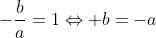 -frac{b}{a}=1Leftrightarrow b=-a