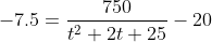-7.5 = \frac{750}{t^2+2t+25}-20