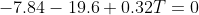 -7.84-19.6+0.32T=0