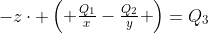 -zcdot egin{pmatrix} frac{Q_1}{x}-frac{Q_2}{y} end{pmatrix}={Q_3}