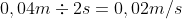 0,04mdiv2s=0,02m/s