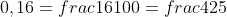 0,16=frac{16}{100}=frac{4}{25}